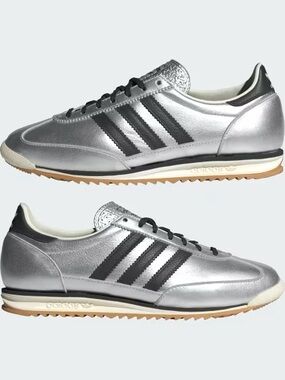 adidas Women’s Metallic Silver & Black Classic Sneakers